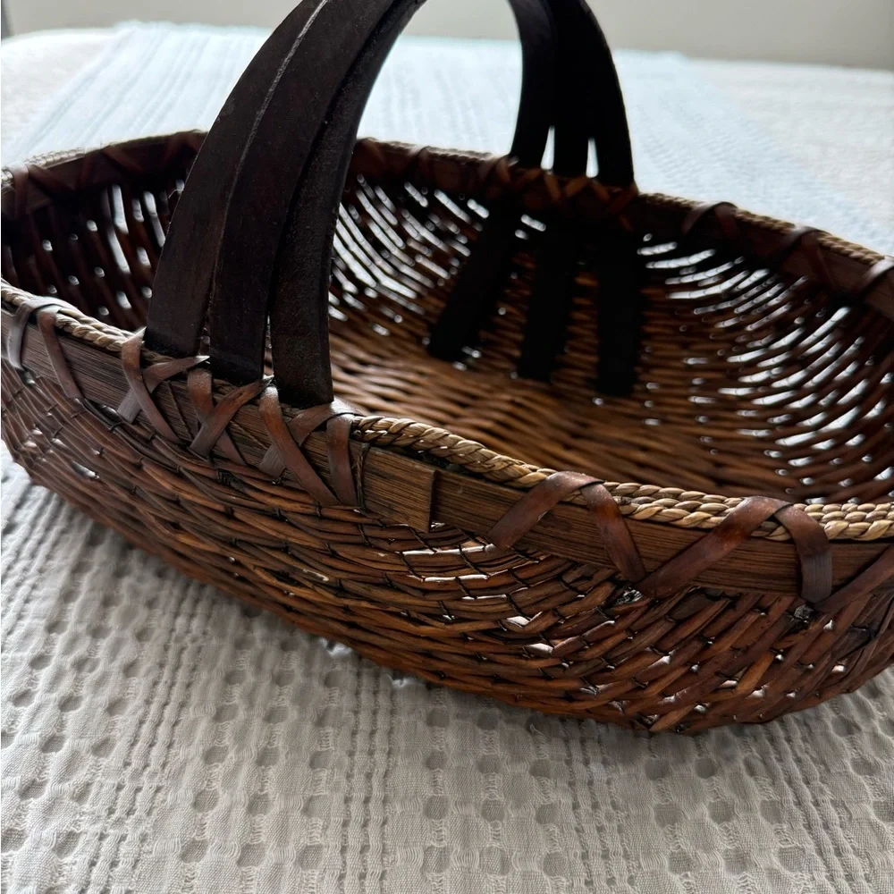 Woven Decorative Basket with Dual Handles - Brown